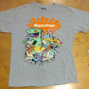 Nickelodeon Gray and Orange Short Sleeve Tee